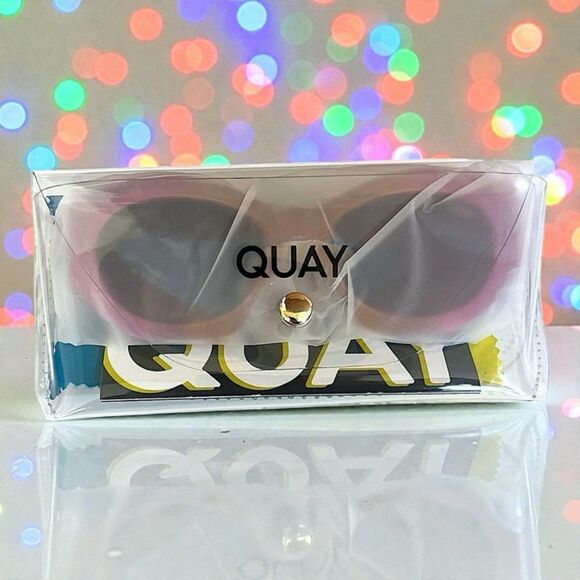 Quay Real Me Sunglasses Geometric Pink Ombre Frame Brown Lens NWT And Case main image 10